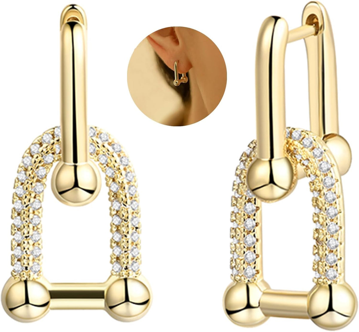 Money Talk CZ Pavé 14K Gold-Plated Hoop Earrings — Chunky