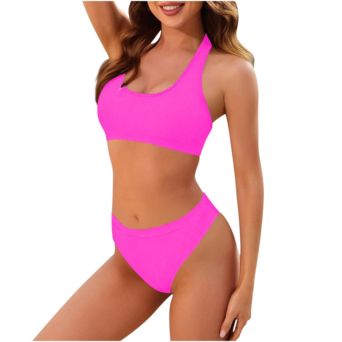 Yacht Day Swimsuits Solid Backless Bikini Bandage Two-Pieces — Women's