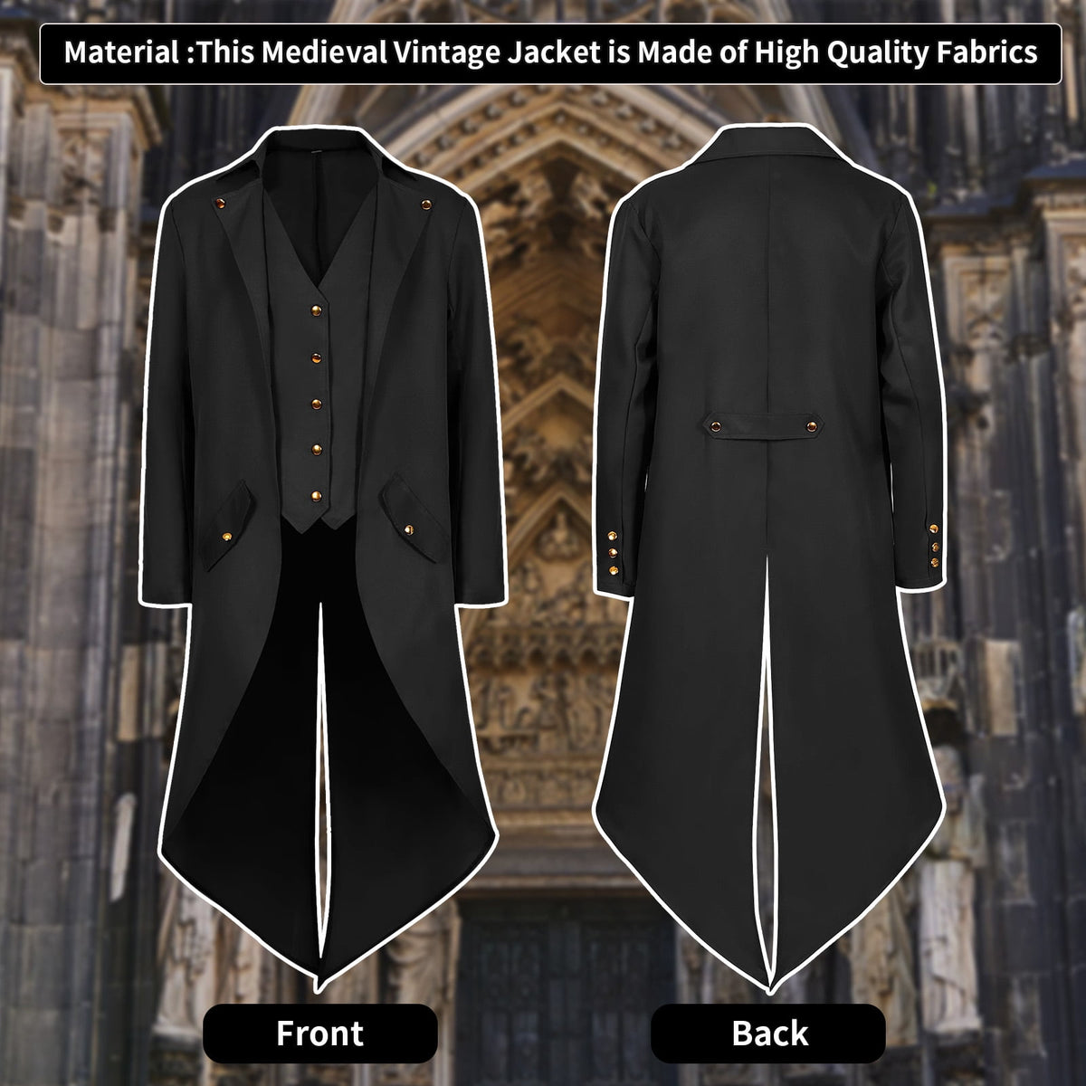 Graveyard Medieval Gothic Steampunk Tailcoat Medieval Victorian Costume — Men's