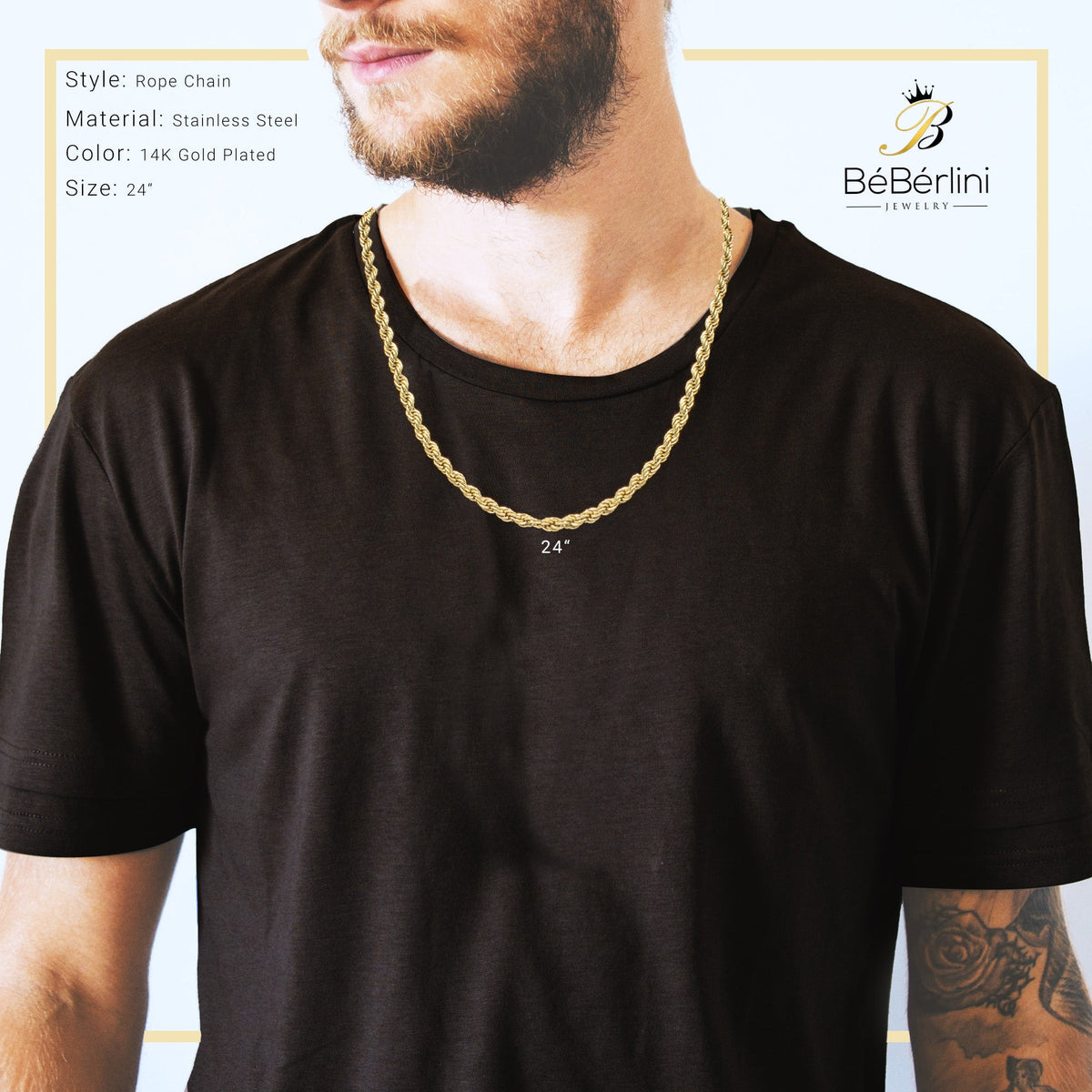 Big Starz 4mm Rope Chain Necklace — 14K Gold Plated