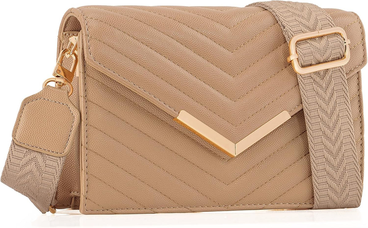 Cash Rules Quilted Vegan Leather Crossbody — Adjustable