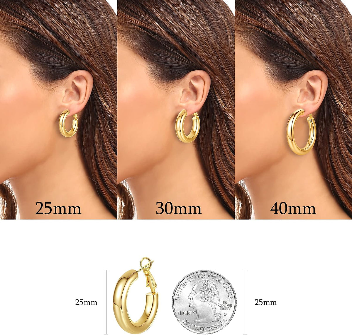 Big Starz Chunky Tube Hoop Earrings — 14K Gold Plated