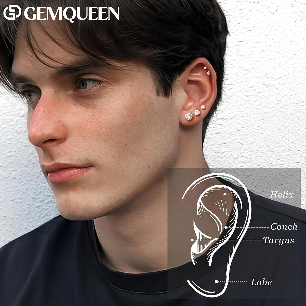 Big Starz Moissanite Flat-Back Stud Earrings — Titanium