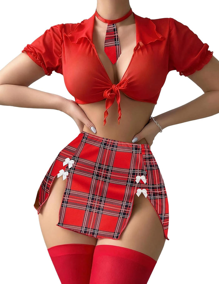 Coven Lingerie Set Schoolgirl Costume Mesh Sheer — Women's