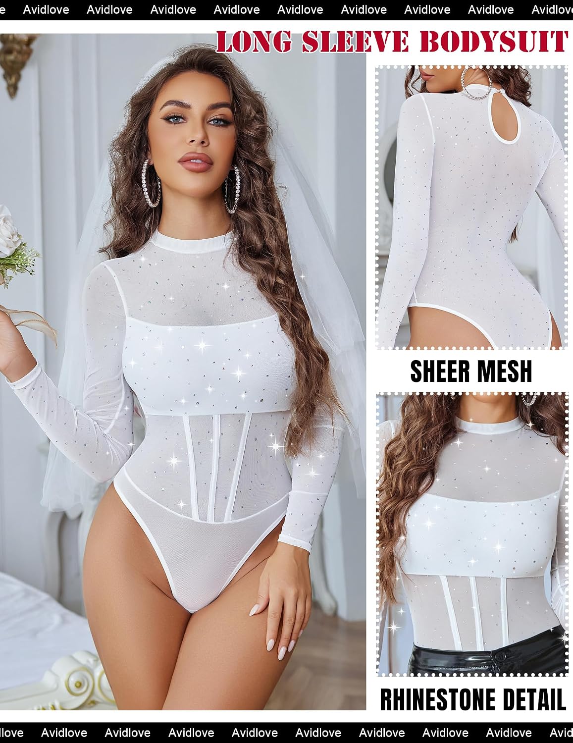 After Dark Mesh Bodysuit Lingerie Mock Neck — Women's
