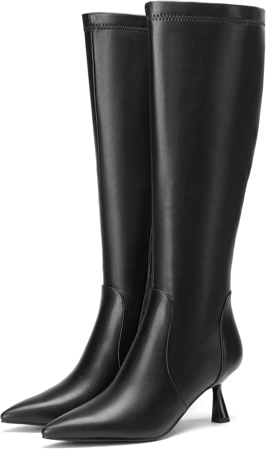 Knee High Stiletto Boots — Faux Leather