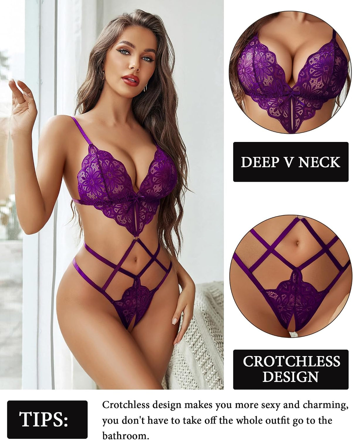 Deep V Lace Teddy