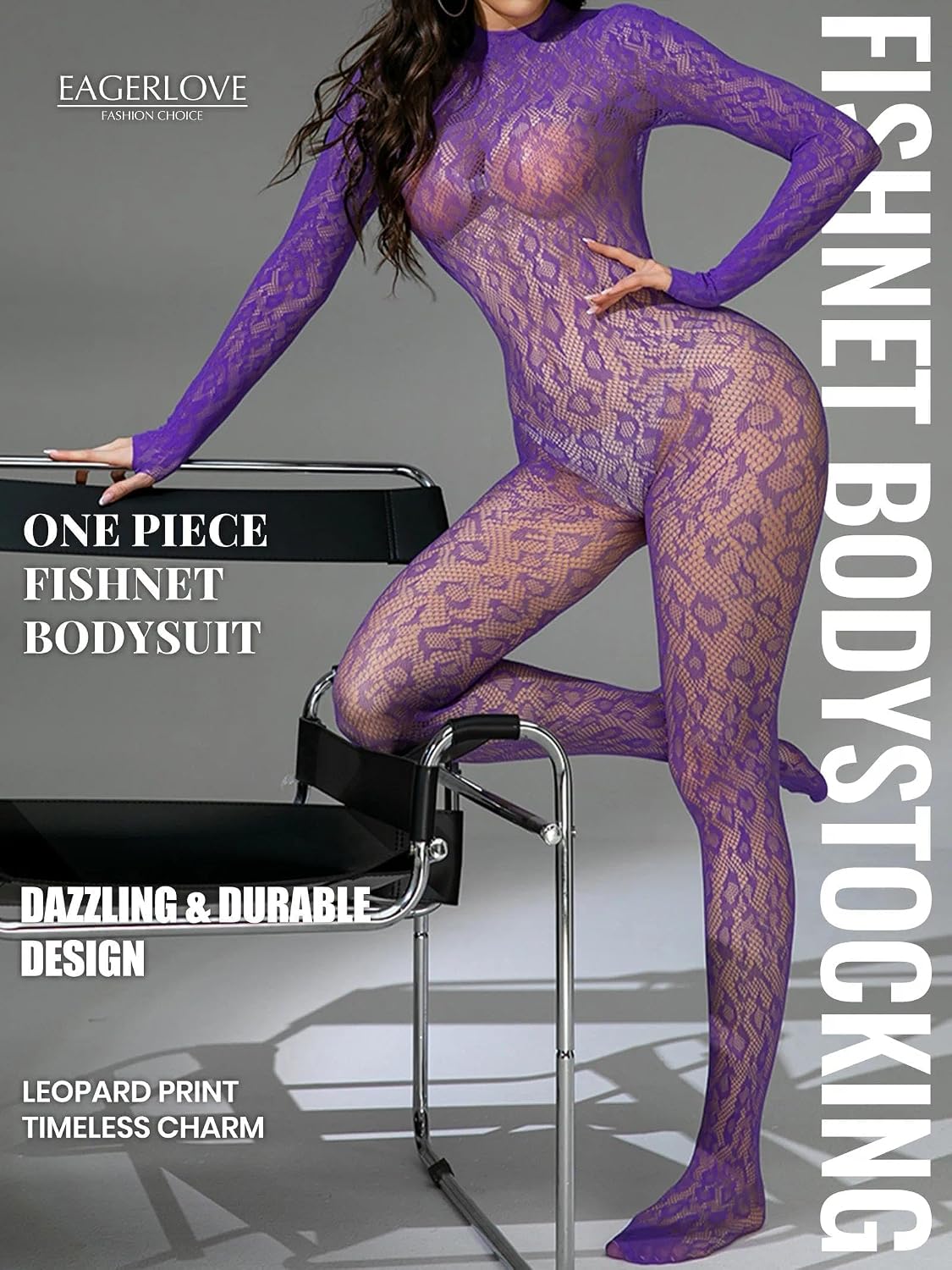 Velvet Hour Fishnet Bodysuit Lace Leopard Bodystocking Mesh — Women's