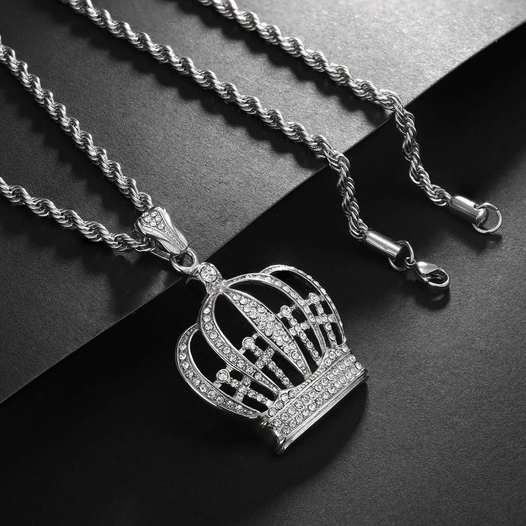 Big Starz Iced King Crown Pendant Necklace