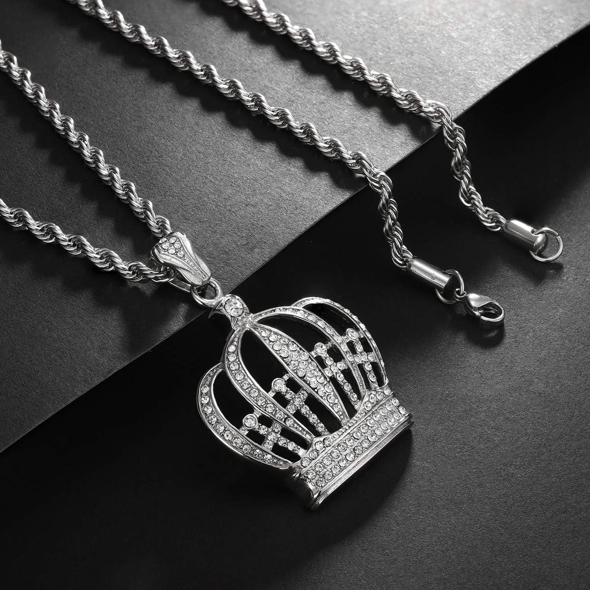 Big Starz Iced King Crown Pendant Necklace