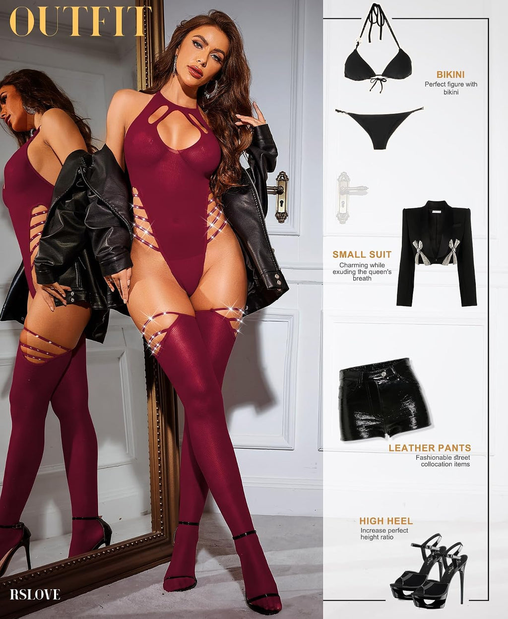 After Dark Lingerie Sets Fishnet Bodystocking Sparkle Rhinestone — Women's