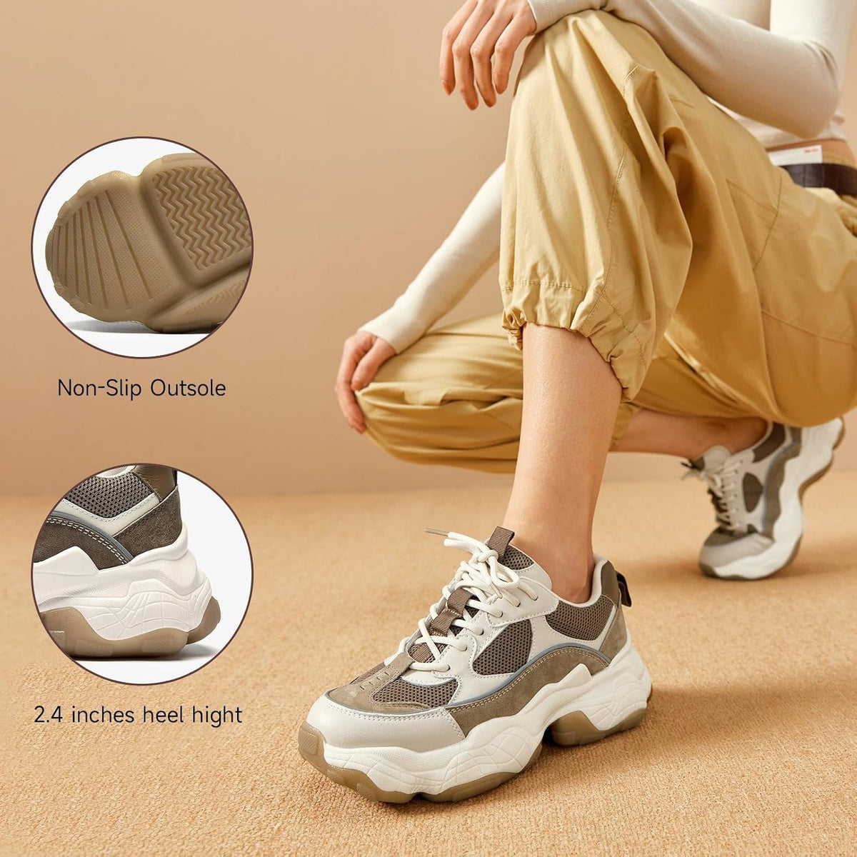Elevate Chunky Sneakers Lace Up Platform Leather — Women's