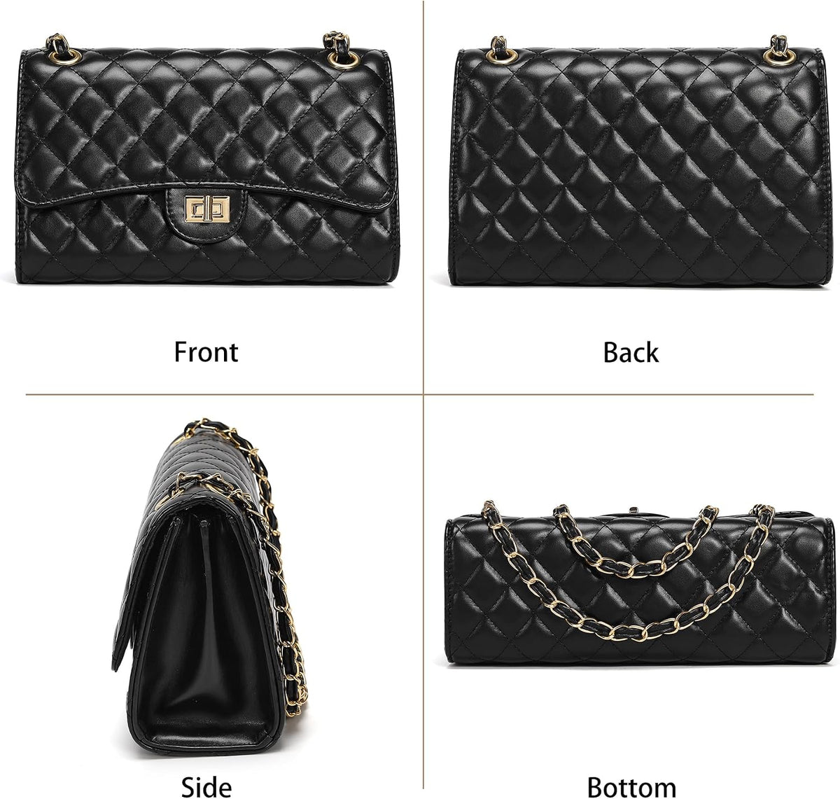 Marquee Quilted Vegan Leather Crossbody — Chain Strap