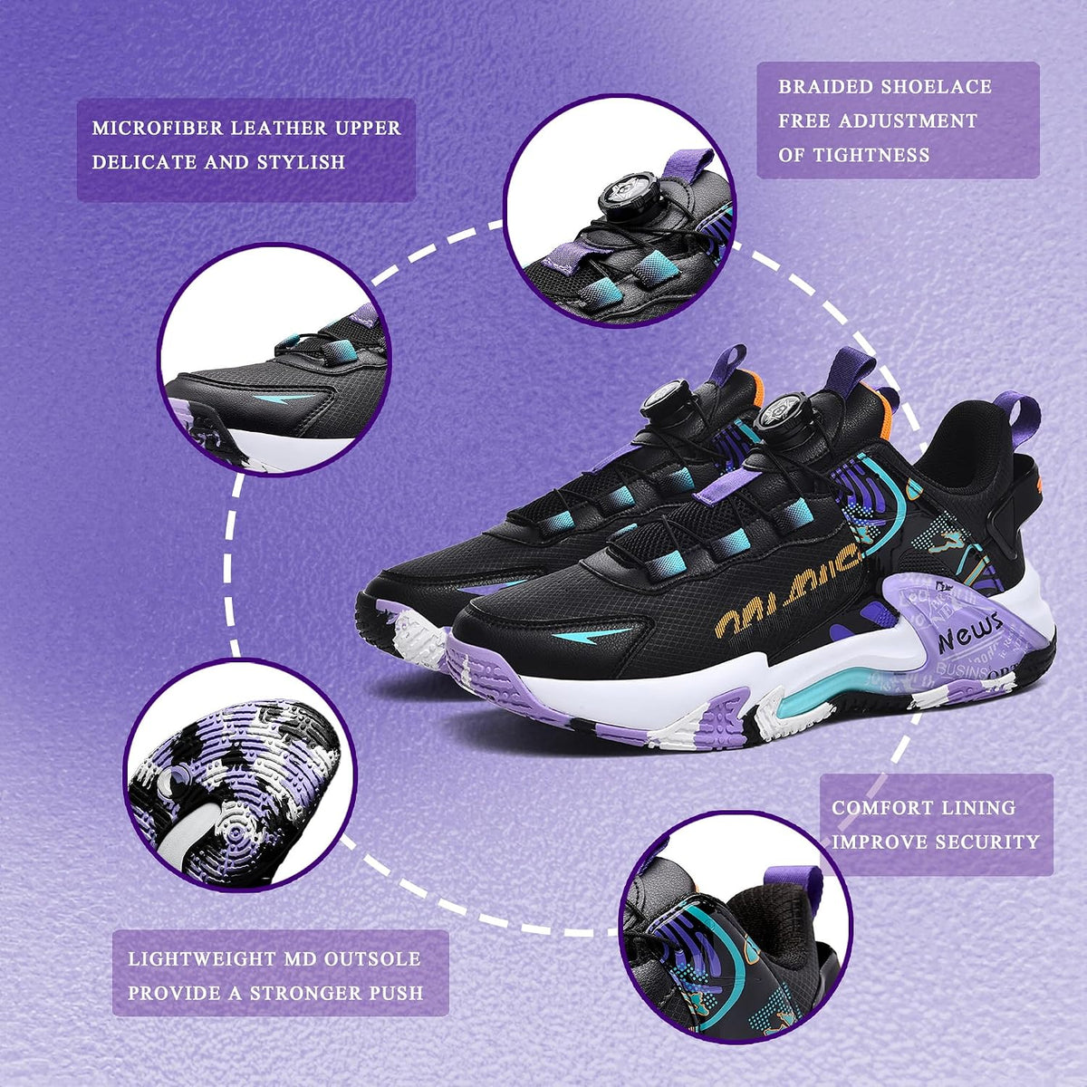 Stack Ready Basketball Shoes Non Slip Outdoor Sneakers — Men's