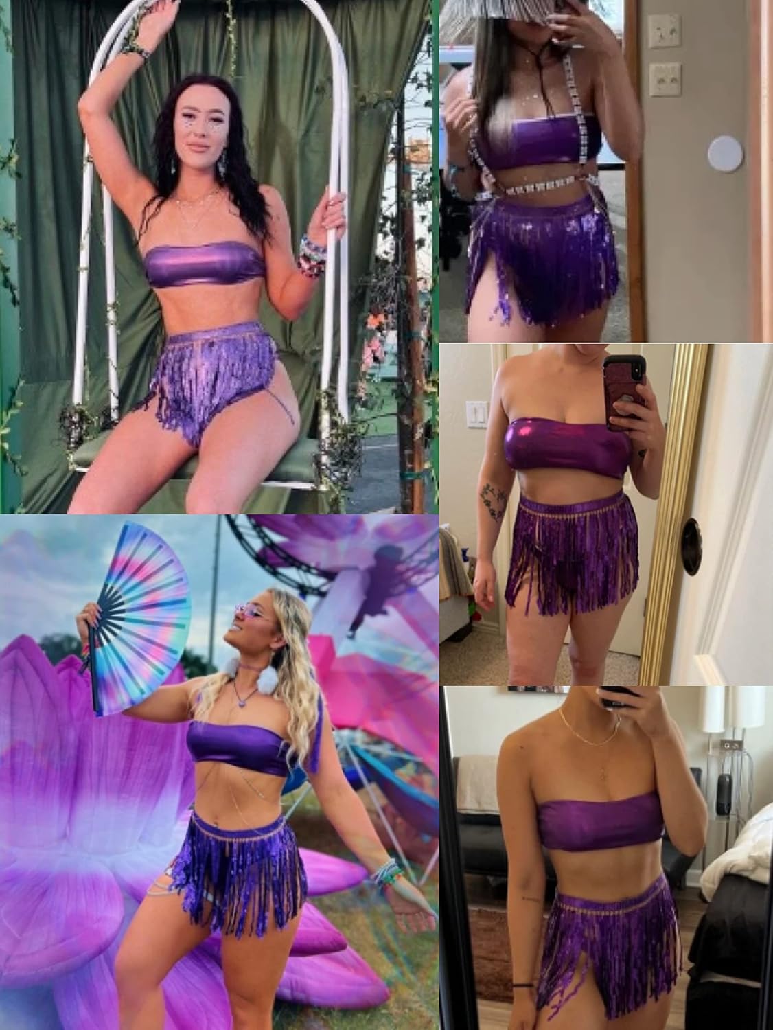 Island Time Metallic Holographic Bodysuit Bandeau Top Sequin — Women's