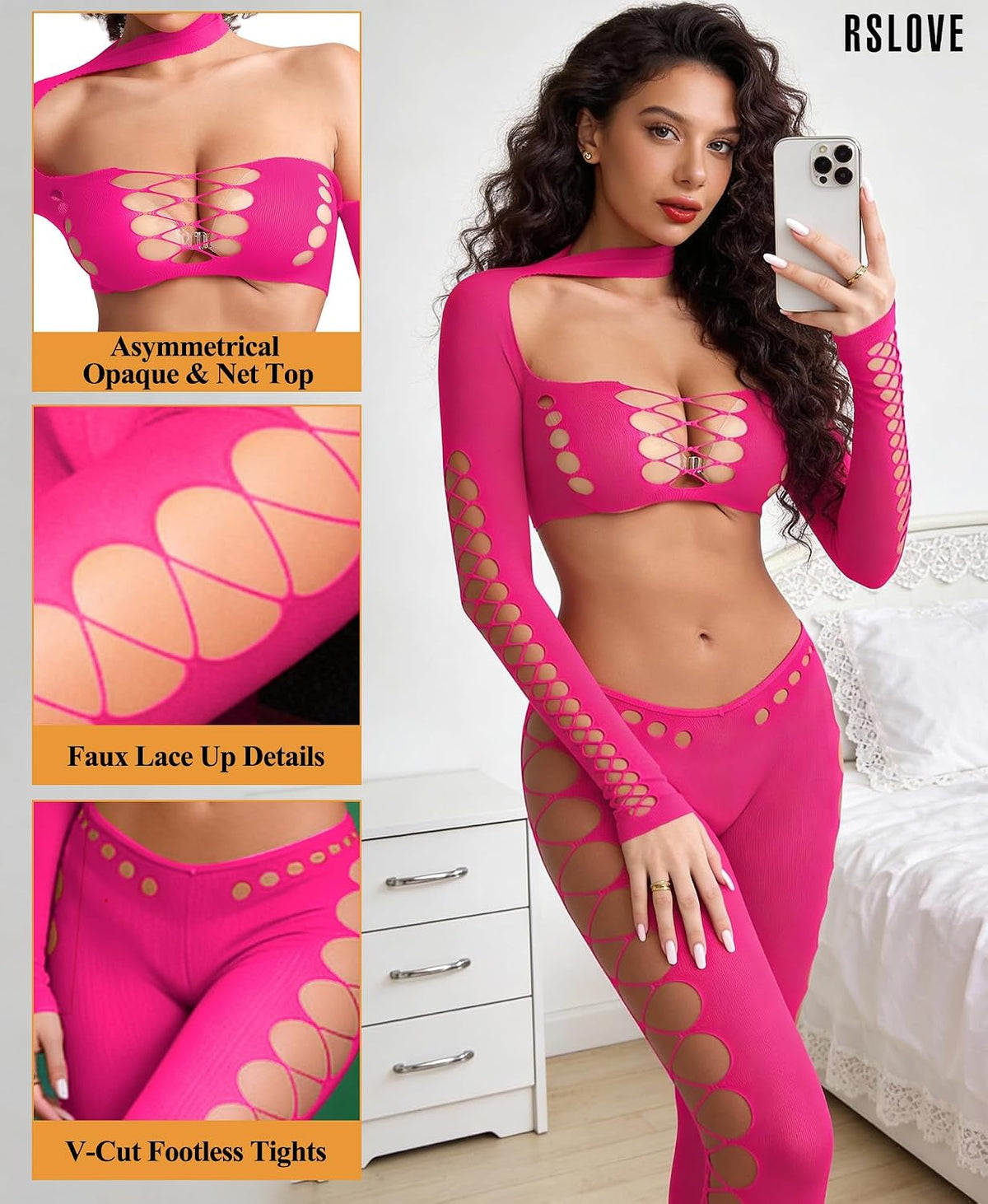 Whisper Fishnet Bodystocking Lingerie Set Cut Out — Women's