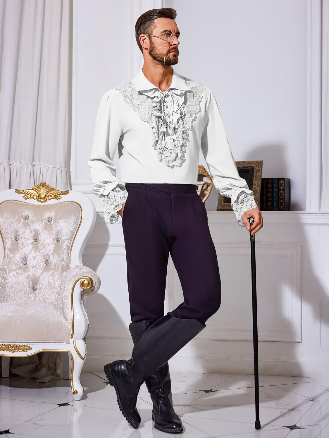 Haunt Pirate Shirt Ruffle Renaissance Victorian Vampire Costume — Men's