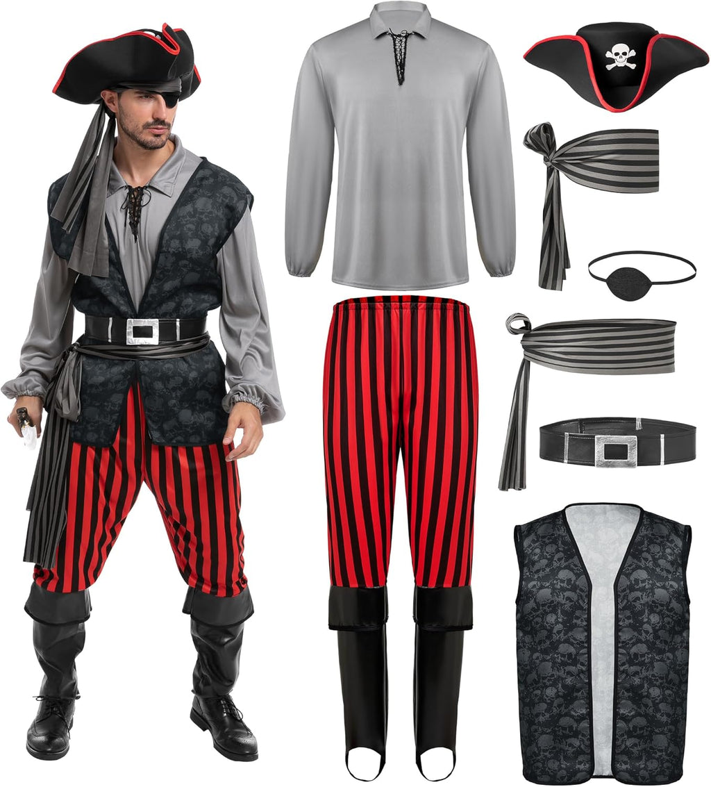 Fright Night Pirate Costume Pirate Shirt Vest Viking — Men's