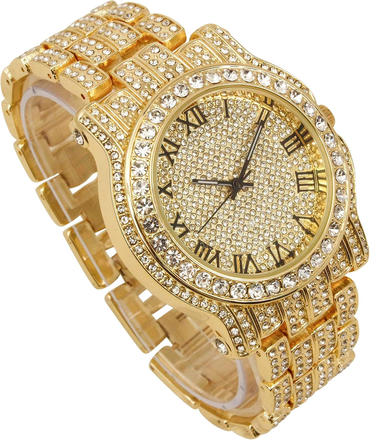 Big Starz Iced Round Watch, Cuban Bracelet & Ring Set