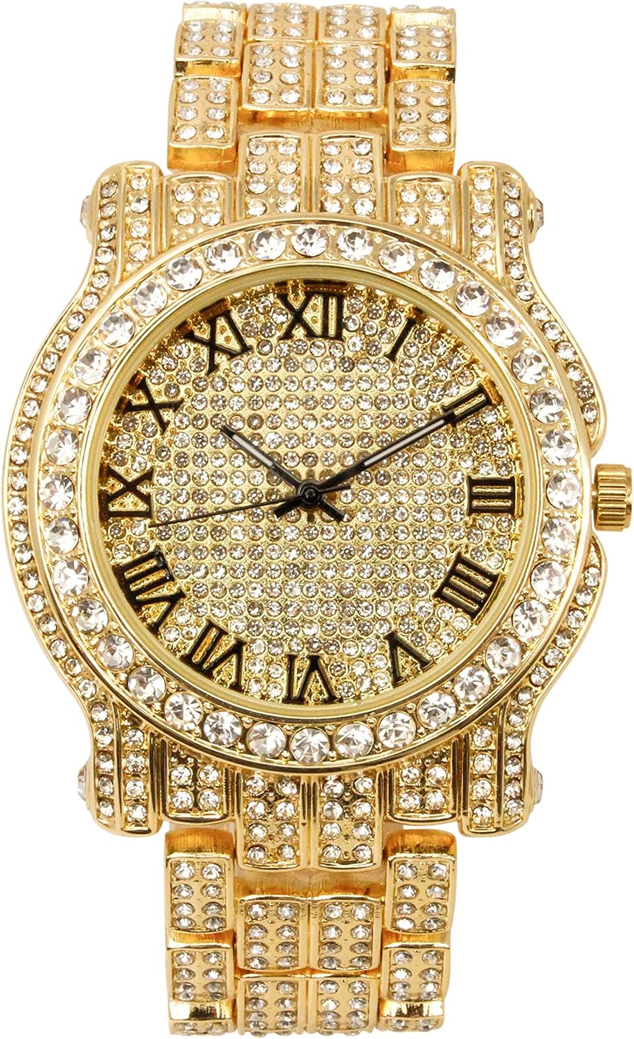 Big Starz Iced Round Watch, Cuban Bracelet & Ring Set