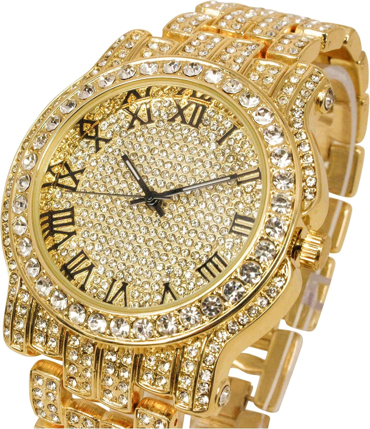 Big Starz Iced Round Watch, Cuban Bracelet & Ring Set