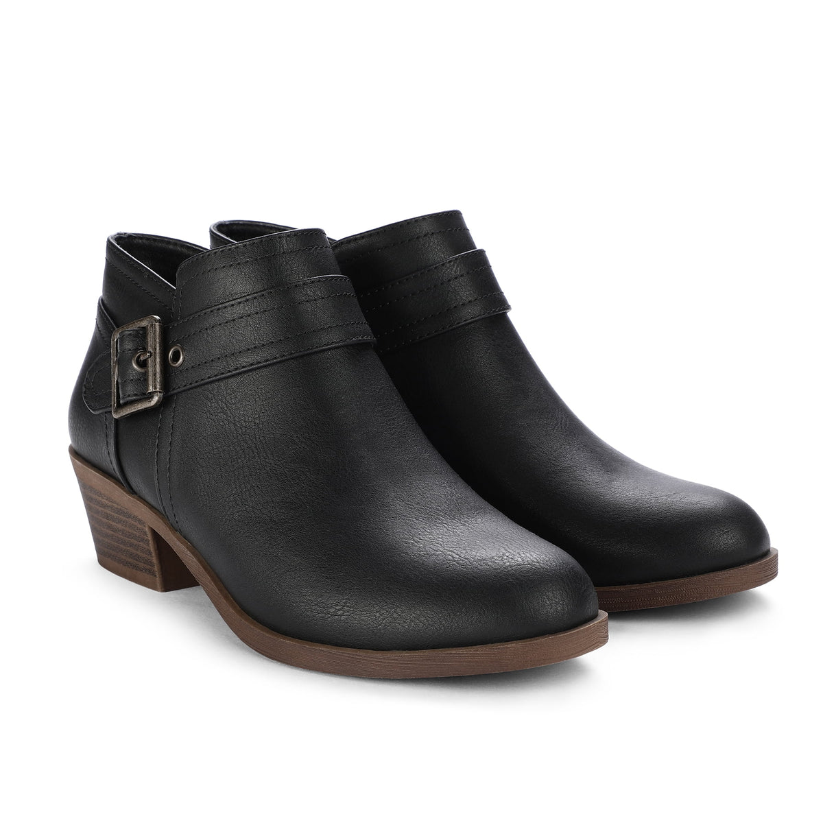 Stacked Black Ankle Boots