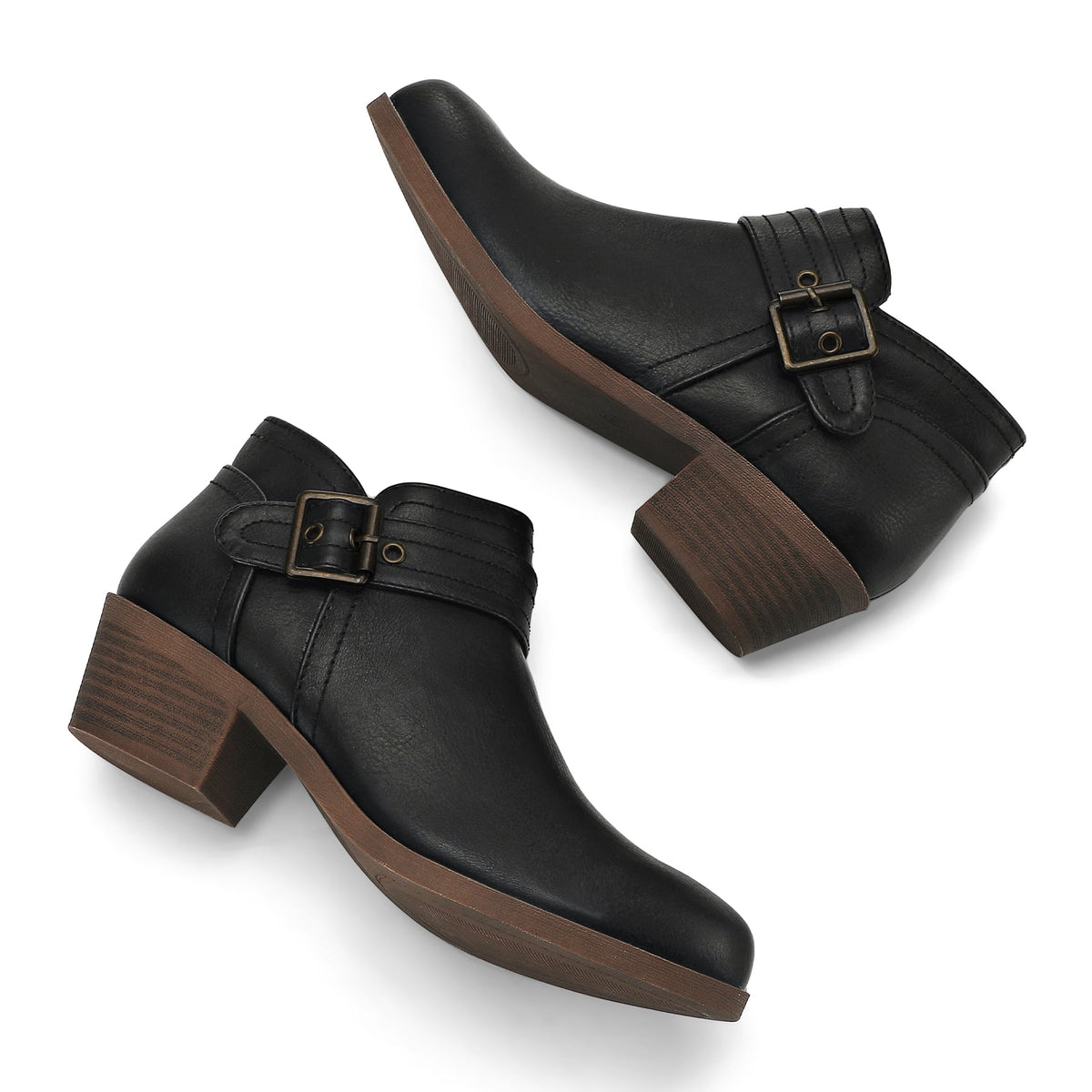 Stacked Black Ankle Boots