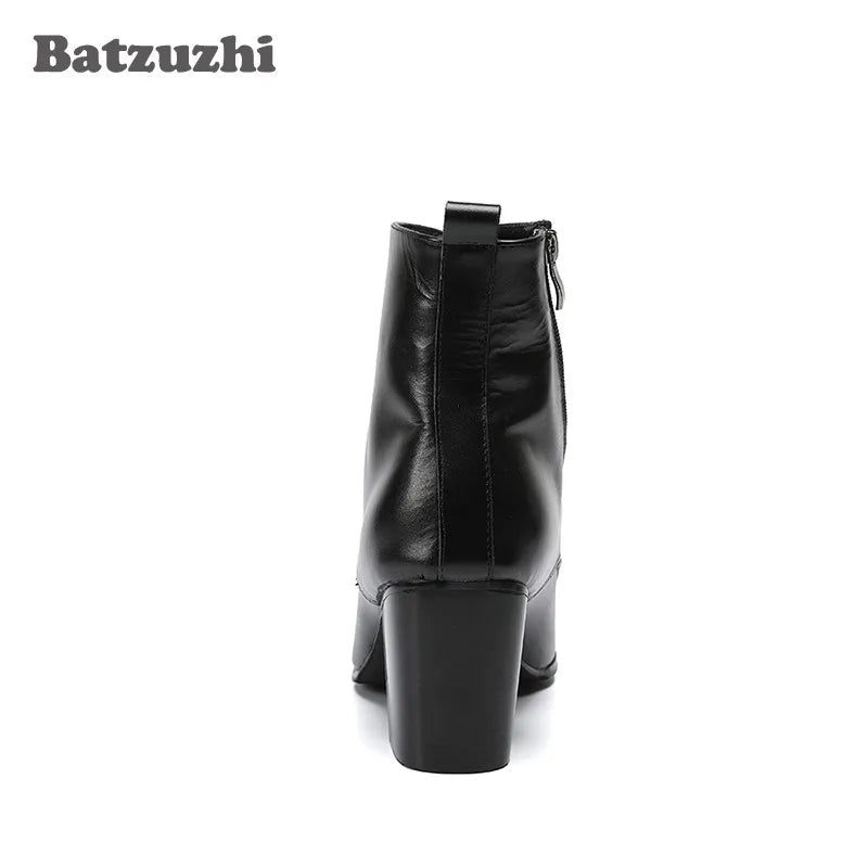 Heavy Sole Black Soft Leather Ankle Boots Thick — Men's