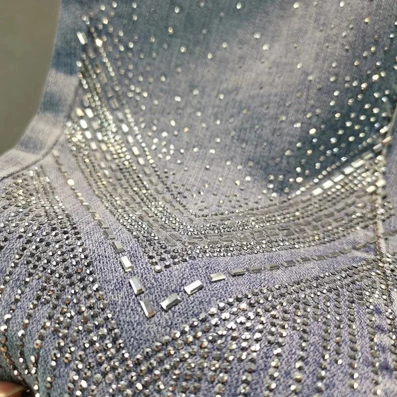 Rhinestone Skinny Jeans — High Waist