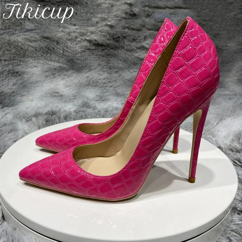 Rose pink croc stiletto pumps