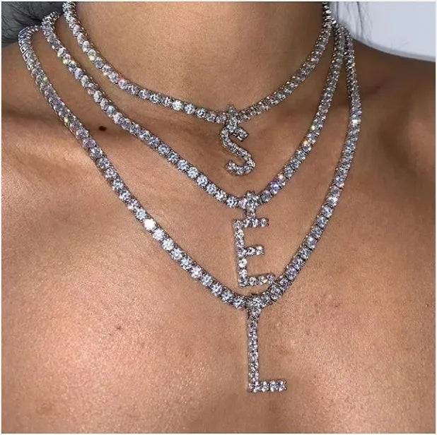 Big Starz Bubble Letter CZ Tennis Chain