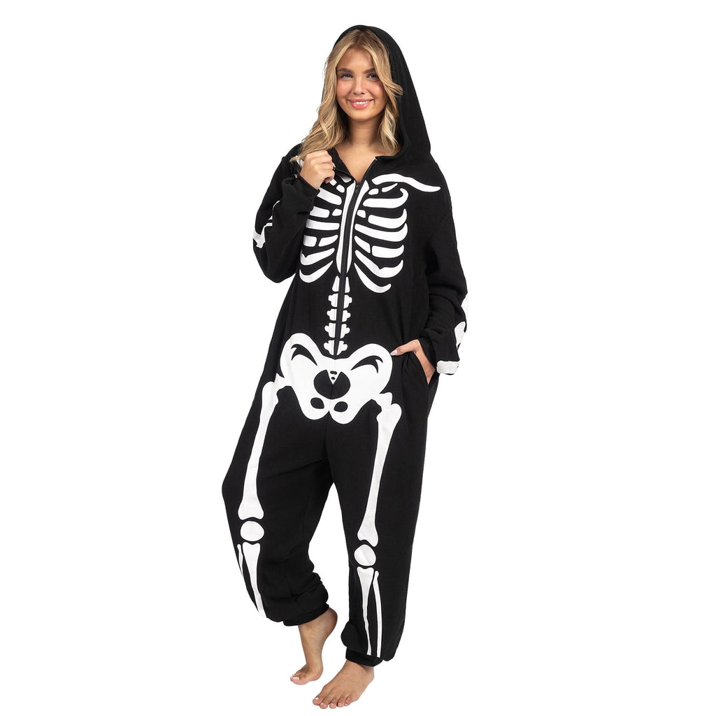 Midnight Hour Adult Skeleton Costume for Women Hooded