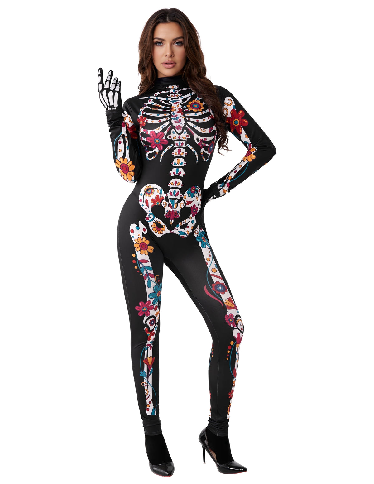 October 31 Floral Skeleton Costume for Womens Skeleton