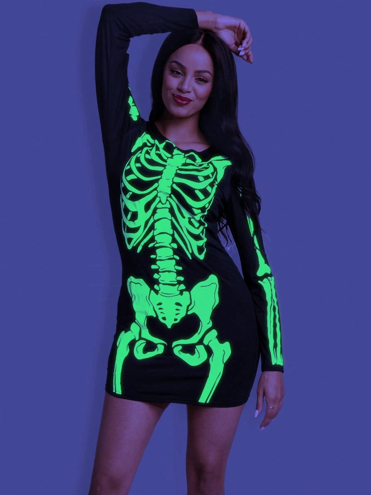 Fright Night Skeleton Dress for Women Glow in