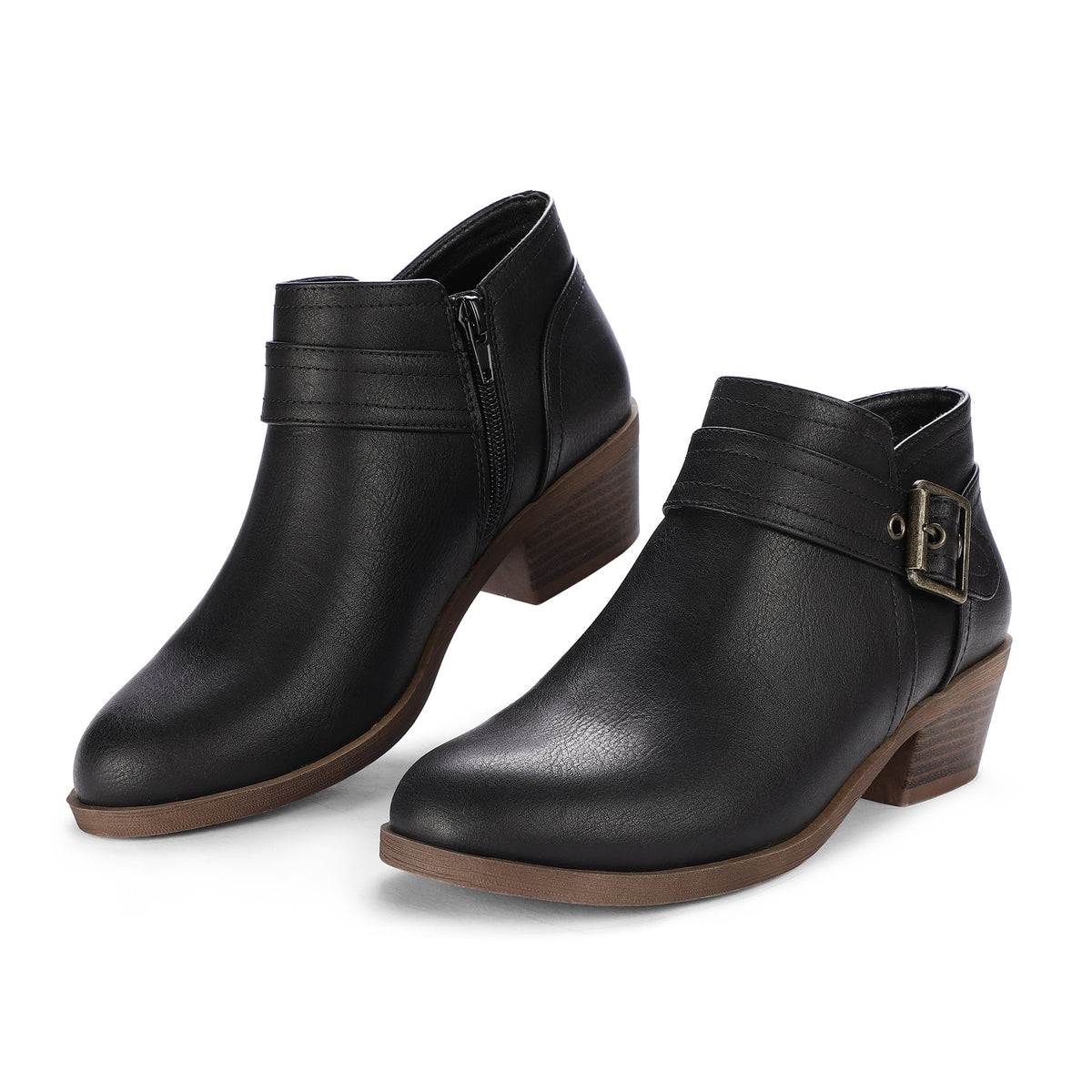 Stacked Black Ankle Boots