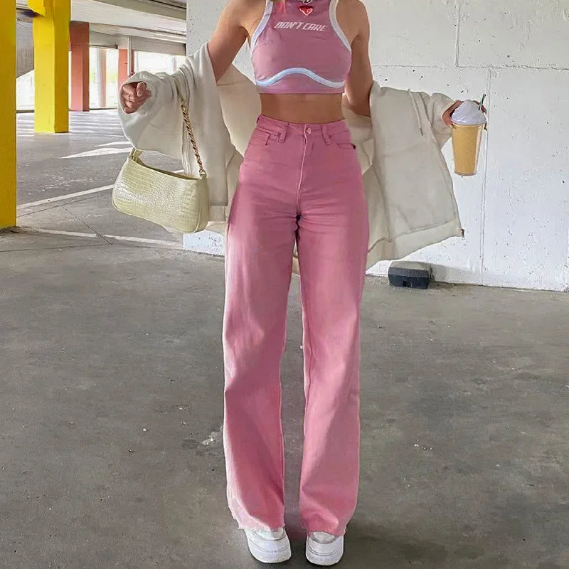Pink Y2K baggy jeans