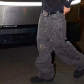Stacked Rhinestone Baggy Jeans — Full Ice