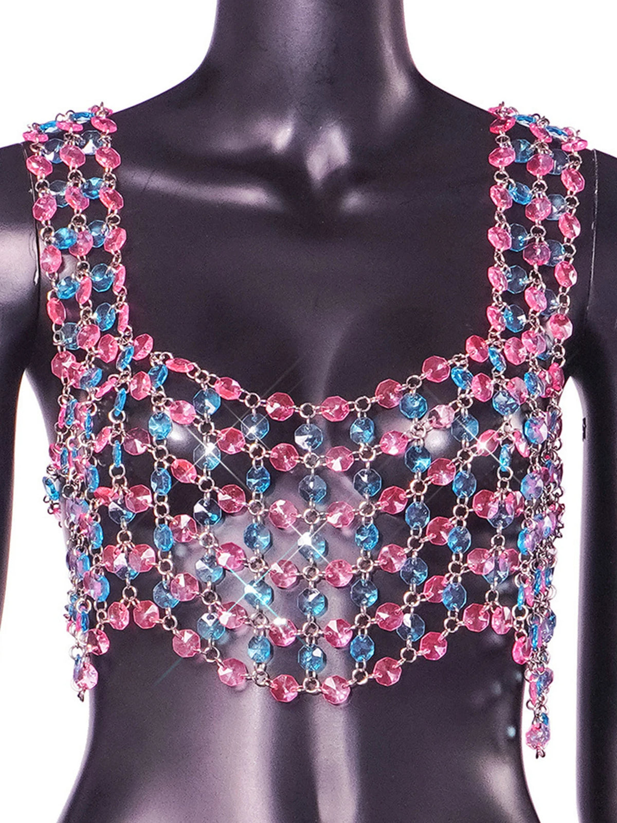 Headliner metal rhinestone Crop top halter beach — Women's