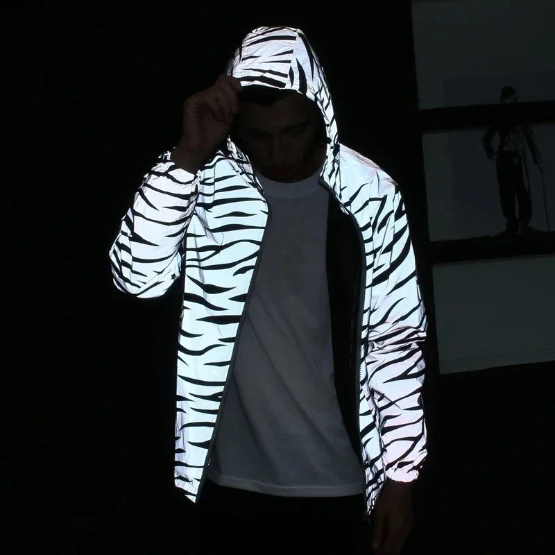 Big Starz Reflective Leopard Windbreaker Jacket detail