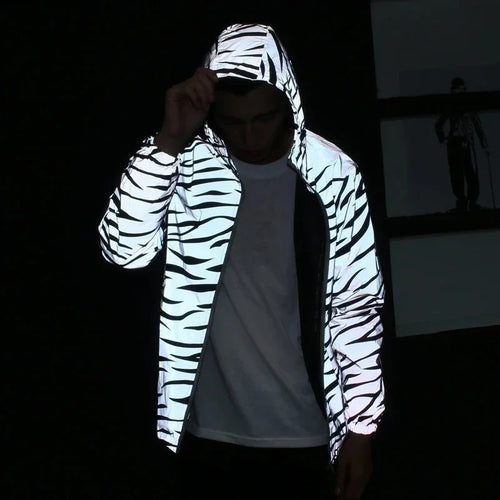 Big Starz Reflective Leopard Windbreaker Jacket detail