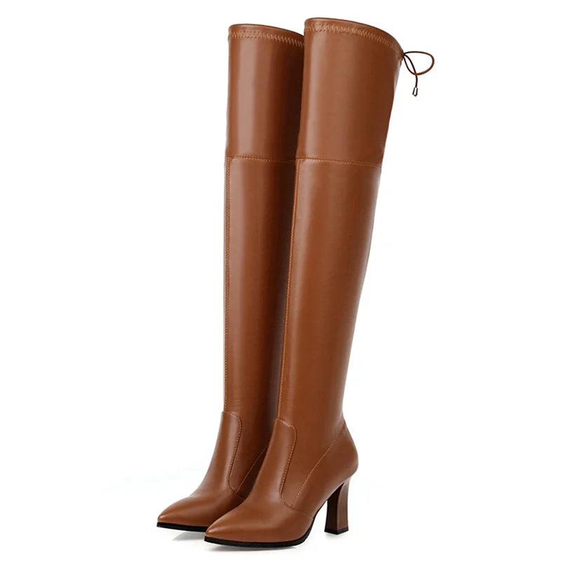 Strut Elastic Thigh High Boots Shoes Slim — Women's
