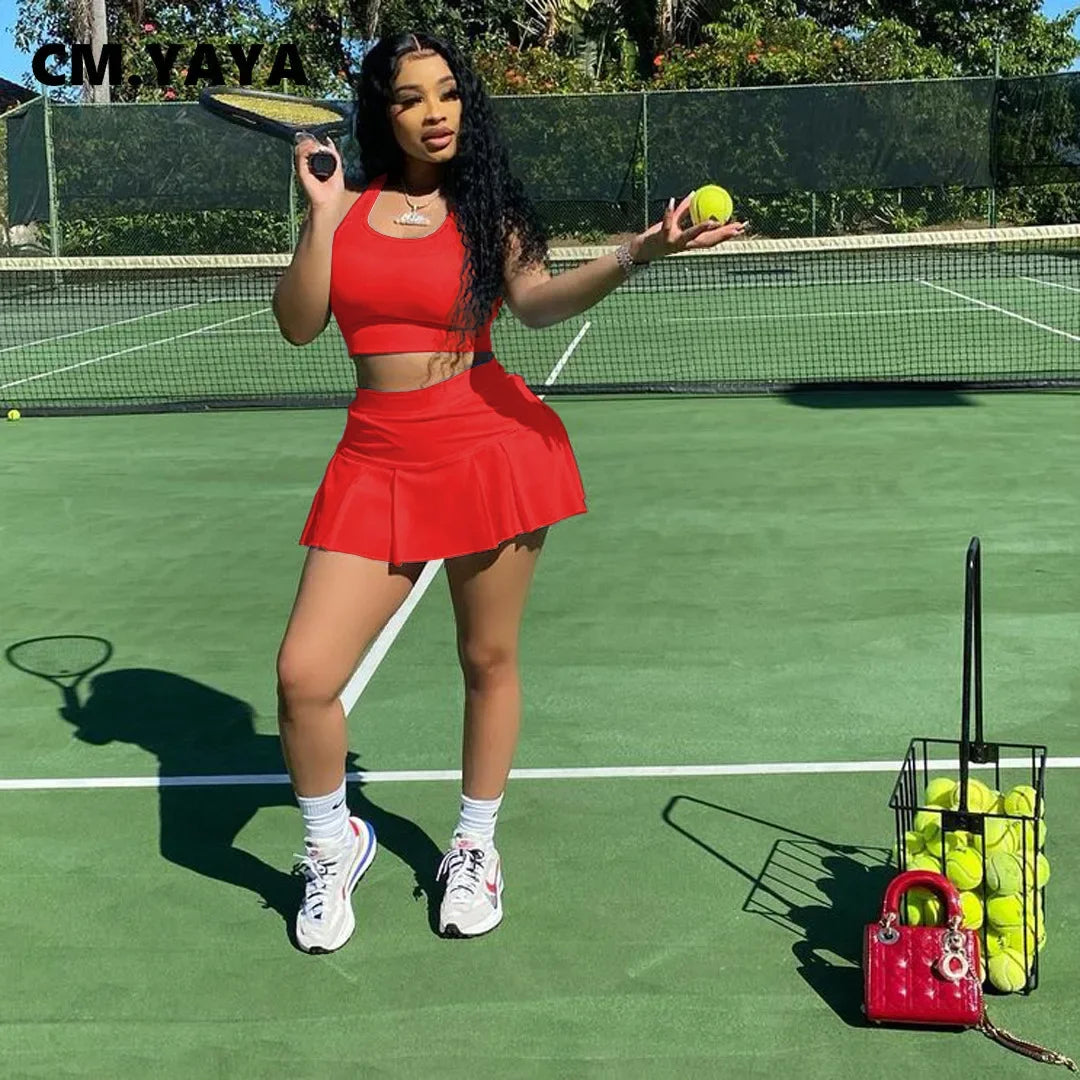 Tank and pleated skirt matching set