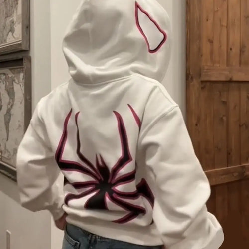Big Starz Spider Graphic Oversized Zip Hoodie detail