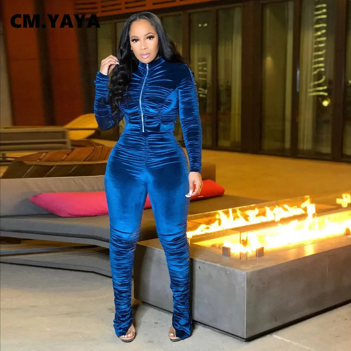 Velour stacked tracksuit set