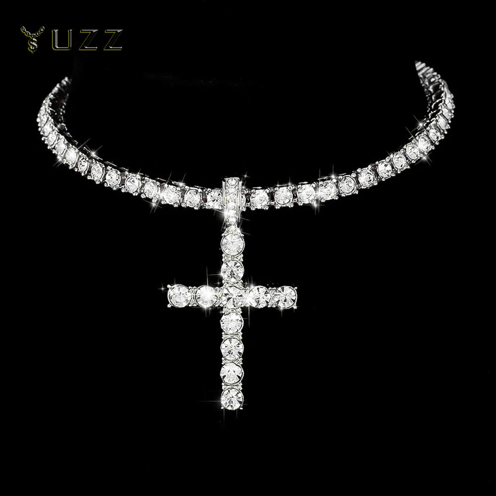 Iced out cross pendant necklace