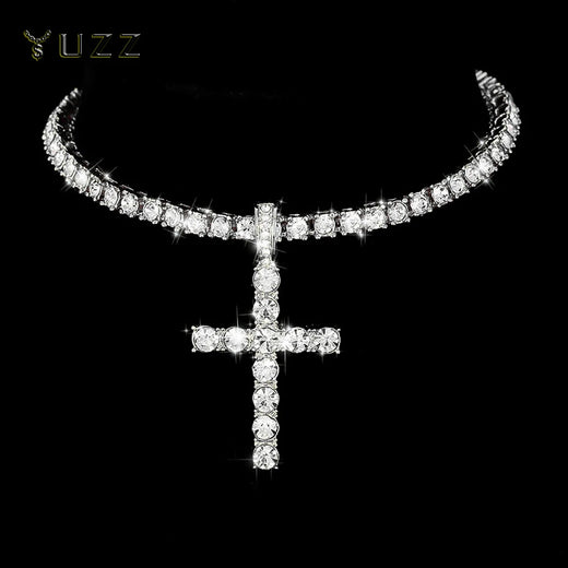 Big Starz Iced Out Cross Pendant Necklace