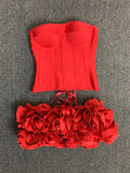 Red bandage strapless two-piece club set