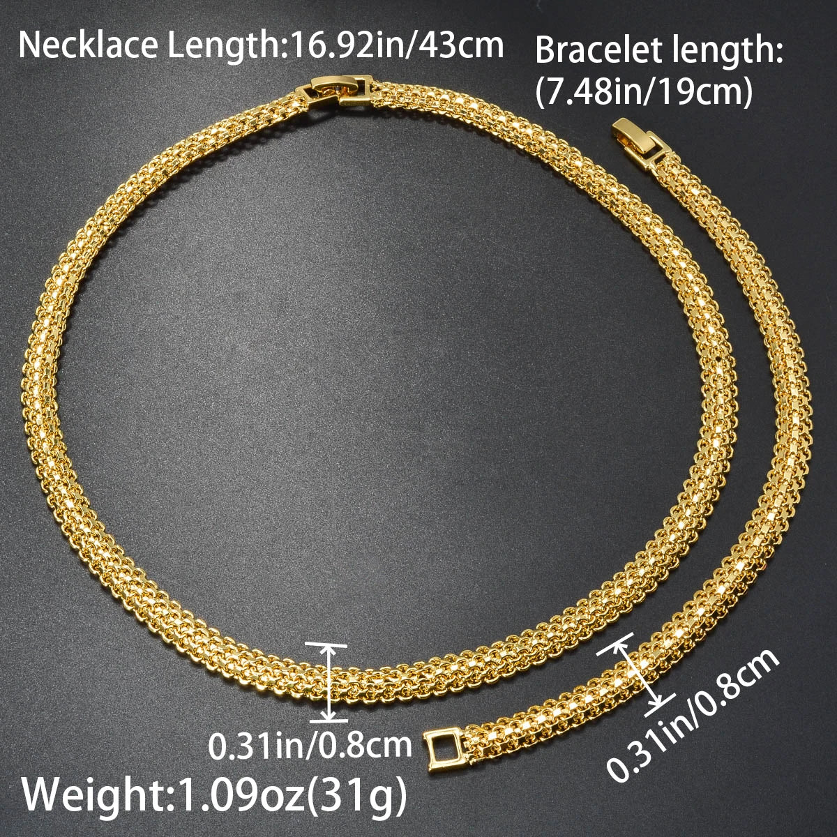 Big Starz Italian Chain Necklace & Bracelet Set alternate view
