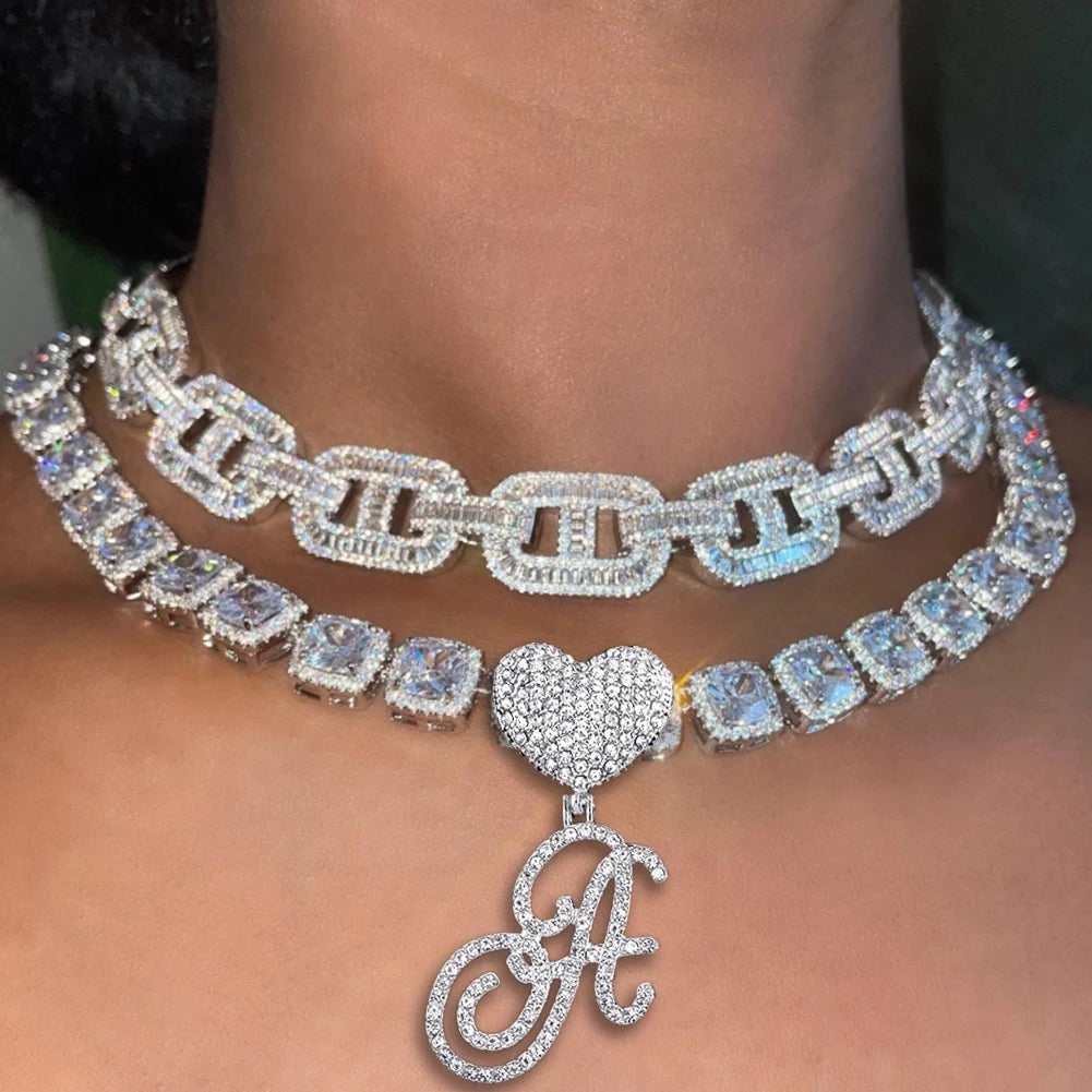 Cursive letter pendant choker