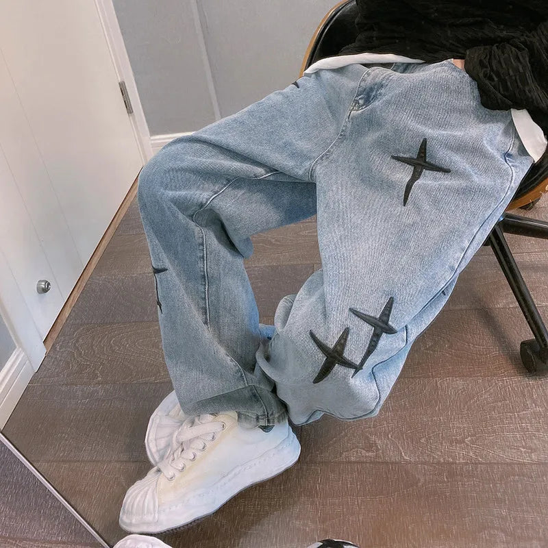 Men's printed baggy jeans